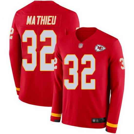 Chiefs #32 Tyrann Mathieu Red Team Color Men Stitched Football Limited Therma Long Sleeve Jersey